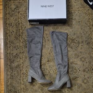 Nine West Suede Gray Over-the-Knee Boots